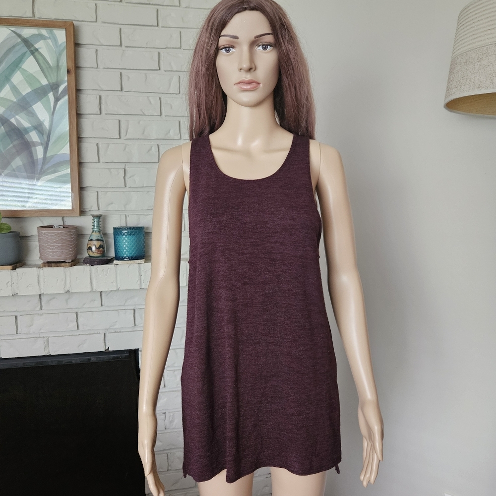 Aritzia WILFRED FREE Burgundy Sleeveless Tank Top LONG LINE Dress